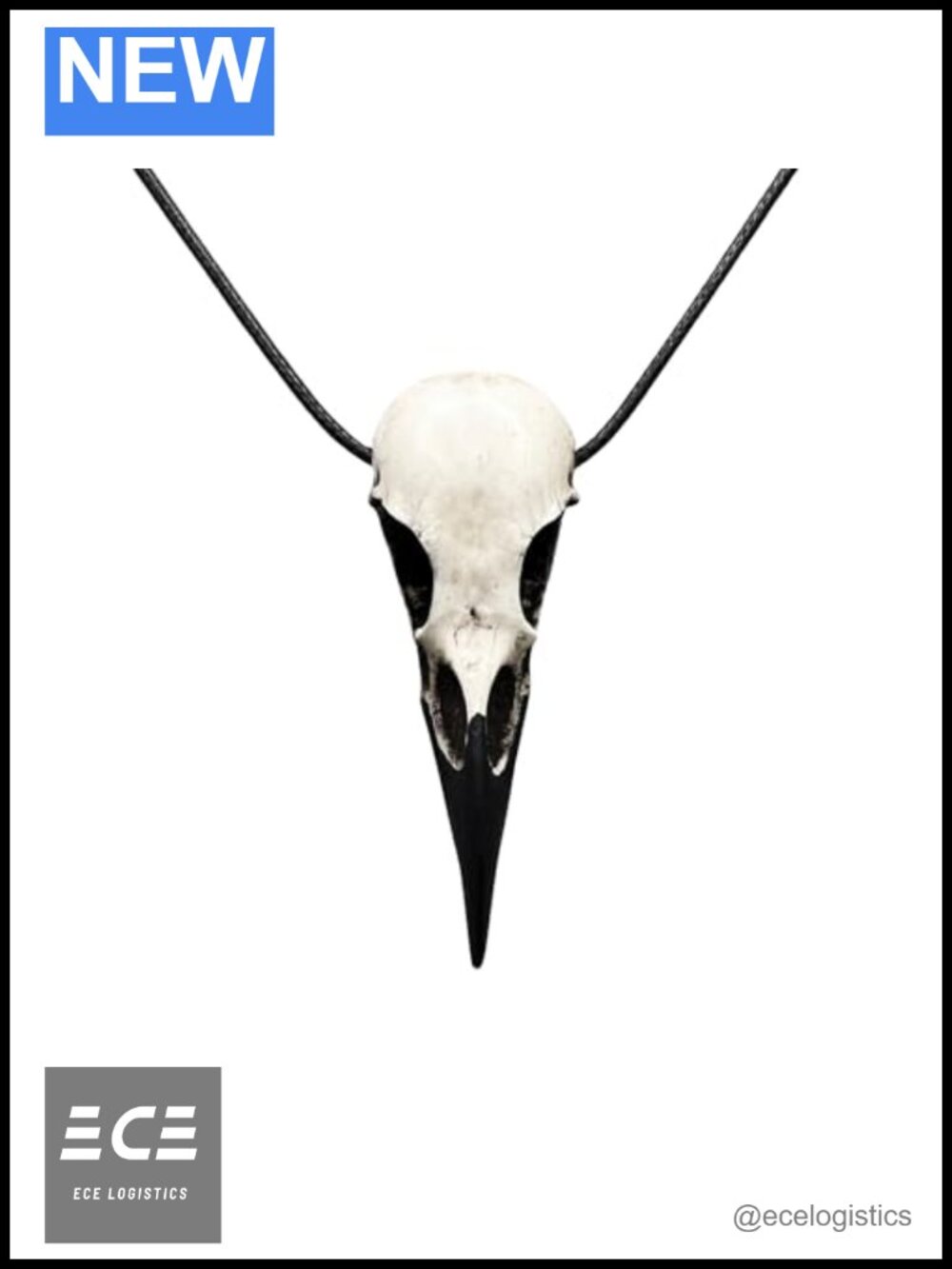 Handmade Resin Raven Skull Necklace Gothic Viking Pendant